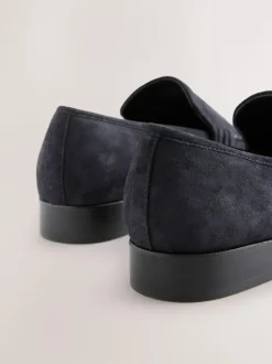 Next Suede Round Toe Clean Loafers Navy New