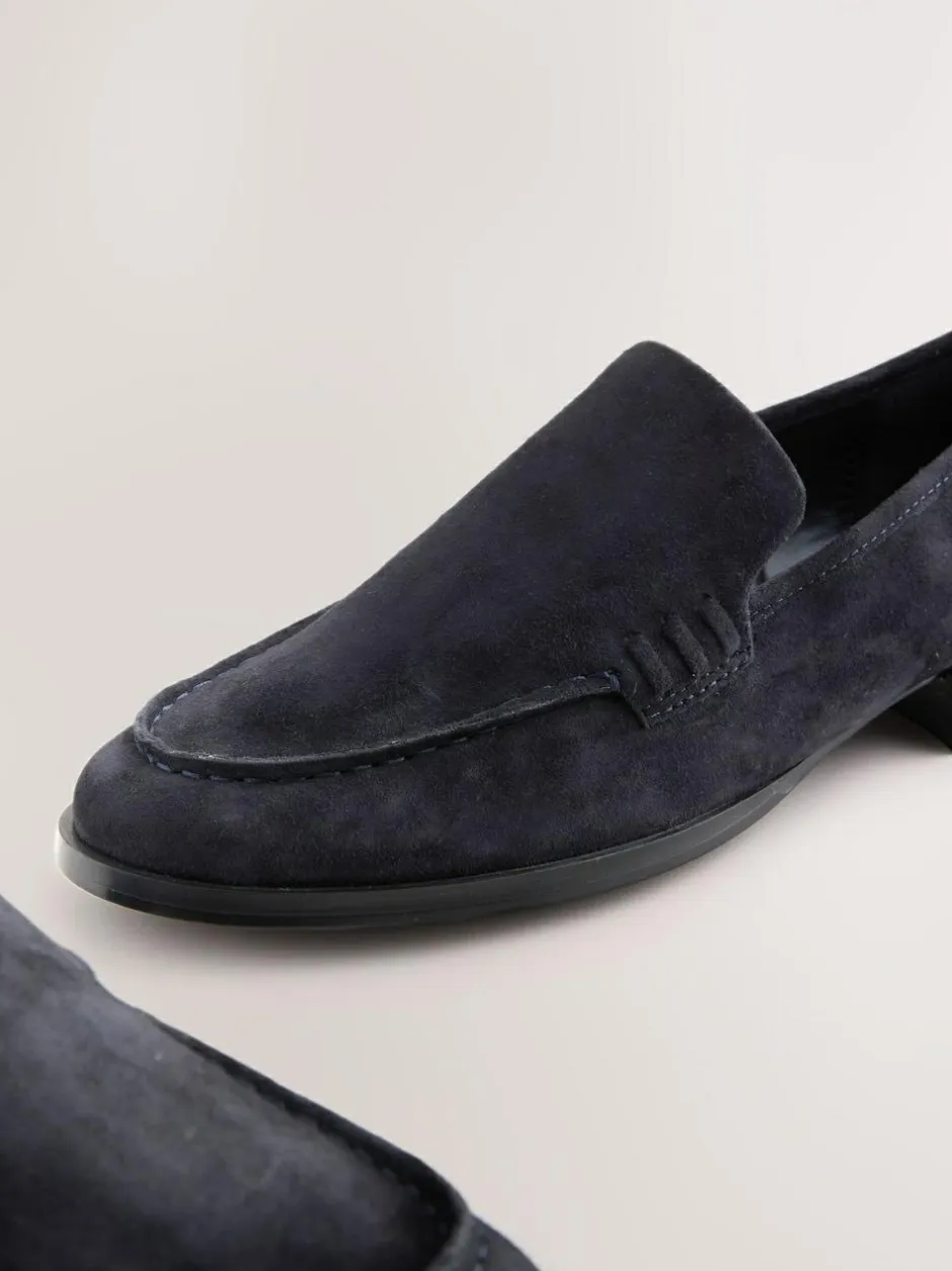 Next Suede Round Toe Clean Loafers Navy New