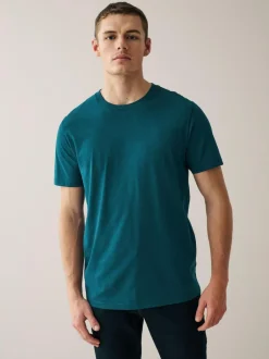 Next Navy/ Teal/ White/ Black/ Green/ Burgundy Regular Fit Essential Cotton T-Shirts 6 Pack