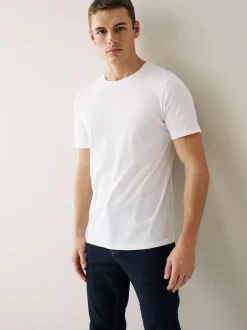 Next Navy/ Teal/ White/ Black/ Green/ Burgundy Regular Fit Essential Cotton T-Shirts 6 Pack