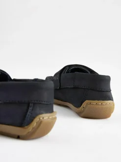 Next Wide Fit (G) Leather Penny Loafers with Touch and Close Fastening Navy Hot