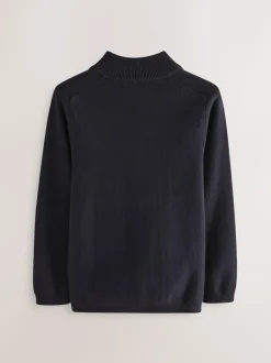 Next Navy Zip Through Knitted Cardigan (3-16yrs) New