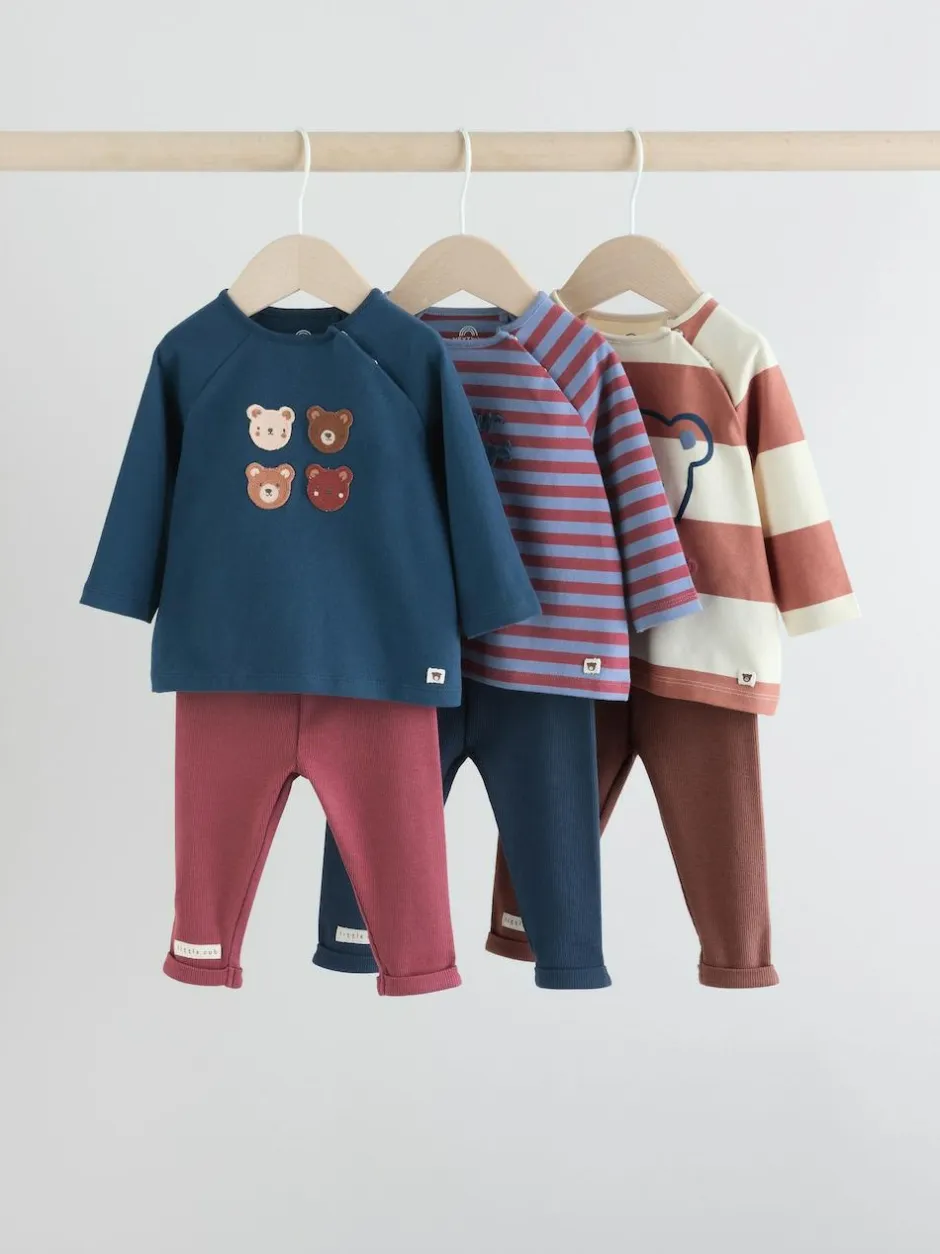 Next Navy/Brown Bear Tops and Leggings 6 Piece Baby Set (0mths-3yrs) Sale