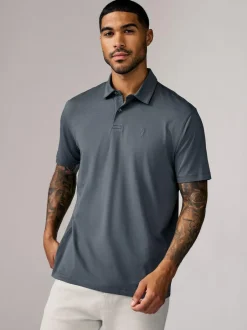 Next Navy/Brown/Grey/White/Sage Green Regular Fit Short Sleeve Jersey Polo Shirts 5 Pack Sale