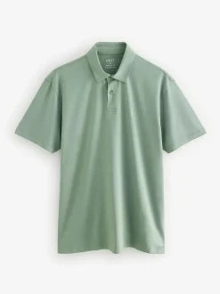 Next Navy/Brown/Grey/White/Sage Green Regular Fit Short Sleeve Jersey Polo Shirts 5 Pack Sale