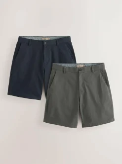 Next Loose Fit Stretch Chino Shorts 2 Pack Navy/Charcoal Outlet