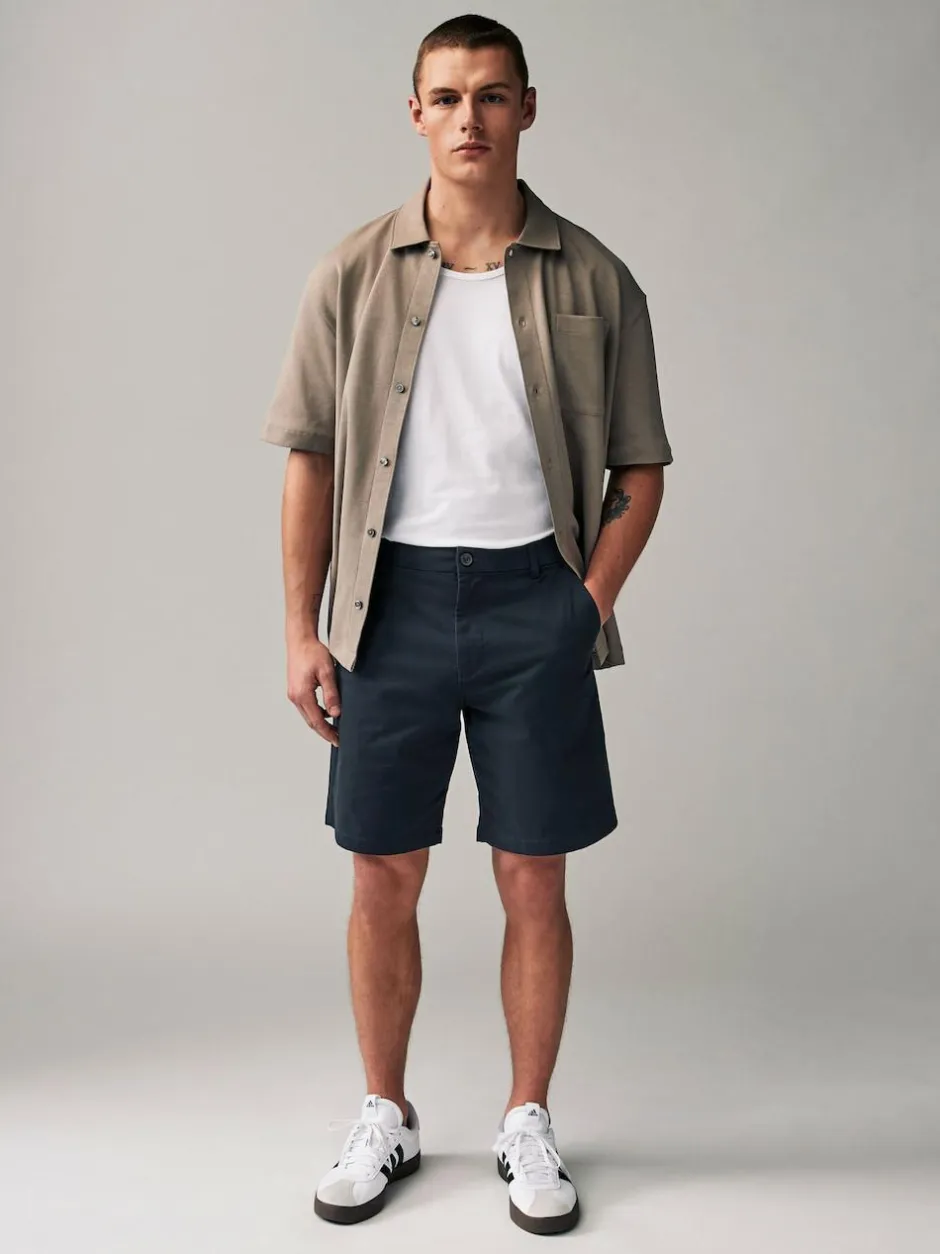 Next Loose Fit Stretch Chino Shorts 2 Pack Navy/Charcoal Outlet
