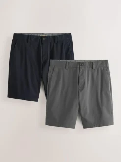 Next Slim Fit Stretch Chino Shorts 2 Pack Navy/Charcoal Online