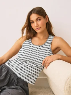 Next Thermal Maximum Warmth Cosy Ribbed Vest Navy/Cream Stripe Outlet