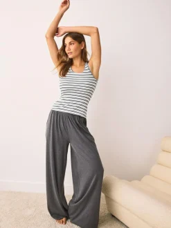 Next Thermal Maximum Warmth Cosy Ribbed Vest Navy/Cream Stripe Outlet