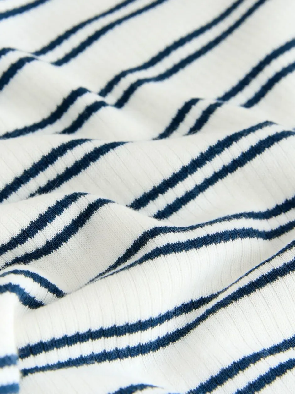 Next Thermal Maximum Warmth Cosy Ribbed Vest Navy/Cream Stripe Outlet