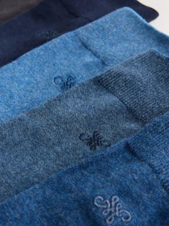 Next Navy/Grey Marl Embroidered Lasting Fresh Socks 10 Pack Clearance