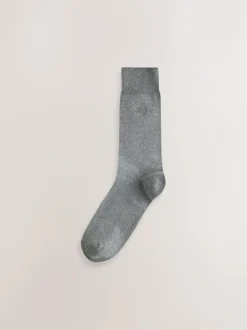 Next Navy/Grey Marl Embroidered Lasting Fresh Socks 10 Pack Clearance