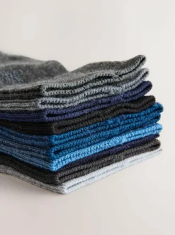 Next Navy/Grey Marl Embroidered Lasting Fresh Socks 10 Pack Clearance