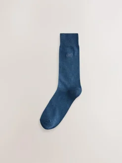 Next Navy/Grey Marl Embroidered Lasting Fresh Socks 10 Pack Clearance