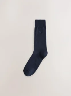 Next Navy/Grey Marl Embroidered Lasting Fresh Socks 10 Pack Clearance