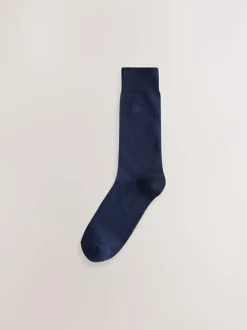 Next Navy/Grey Marl Embroidered Lasting Fresh Socks 10 Pack Clearance