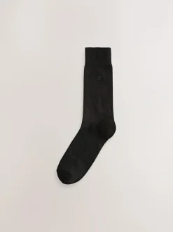 Next Navy/Grey Marl Embroidered Lasting Fresh Socks 10 Pack Clearance