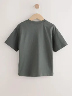 Next Short Sleeve Logo Chest Graphic T-Shirts 4 Pack (3-16yrs) Navy/Grey/Berry Sale