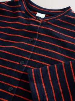Next Textured Striped Cardigan (3-16yrs) Navy/Red Hot