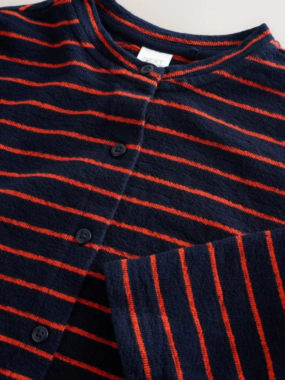 Next Textured Striped Cardigan (3-16yrs) Navy/Red Hot