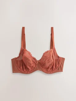 Next Non Pad Balcony DD+ Lace Bras 2 Pack Navy/Rust Clearance