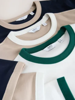 Next Navy/White/Neutral Stone 3 Pack Slim Fit Ringer T-Shirt Outlet