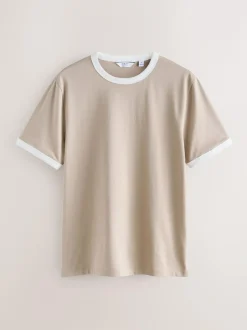 Next Navy/White/Neutral Stone 3 Pack Slim Fit Ringer T-Shirt Outlet