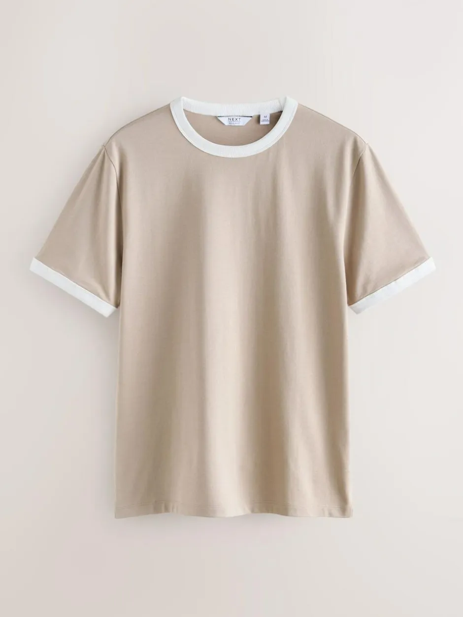 Next Navy/White/Neutral Stone 3 Pack Slim Fit Ringer T-Shirt Outlet