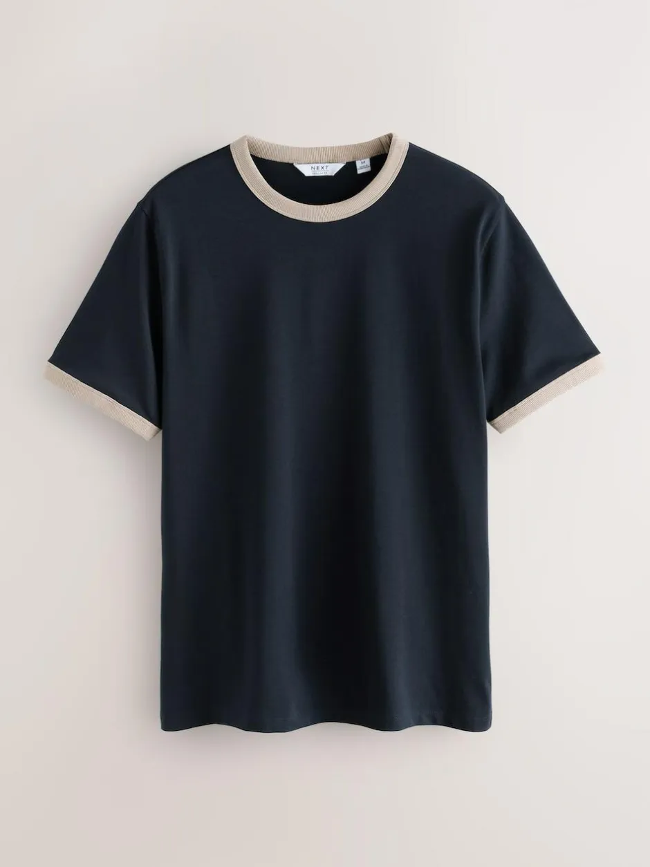 Next Navy/White/Neutral Stone 3 Pack Slim Fit Ringer T-Shirt Outlet