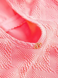 Next Neon Coral Pink Textured Scoop Neck Tummy Control Swimsuit Sale