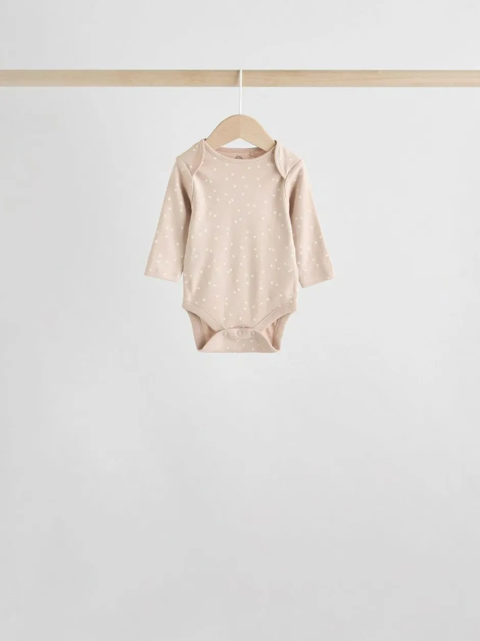 Next Neutral 100% Cotton Long Sleeve Baby Bodysuits 5 Pack Sale