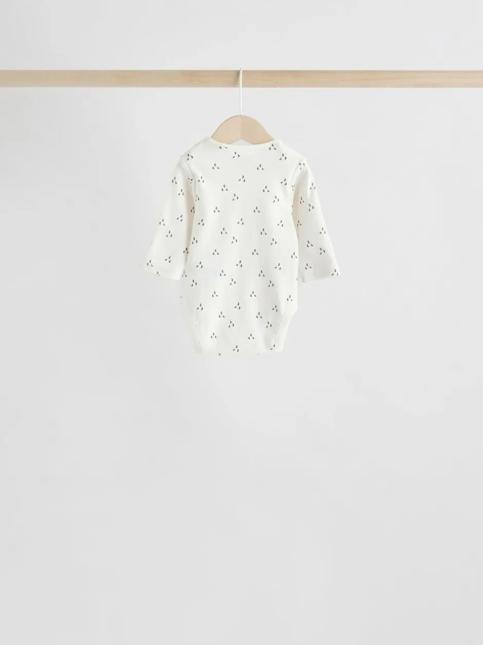 Next Neutral 100% Cotton Long Sleeve Baby Bodysuits 5 Pack Sale