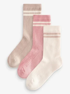 Next Neutral 3 Pack Cotton Rich Cushioned Sole Ankle Socks New