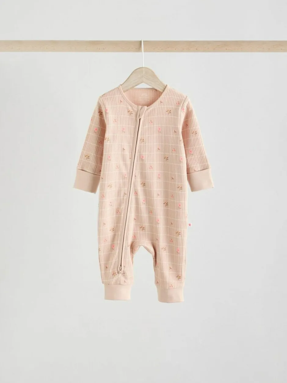 Next Neutral 5 Pack Two Way Zip Baby Sleepsuits (0mths-3yrs) Clearance