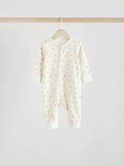 Next Neutral 5 Pack Two Way Zip Baby Sleepsuits (0mths-3yrs) Clearance