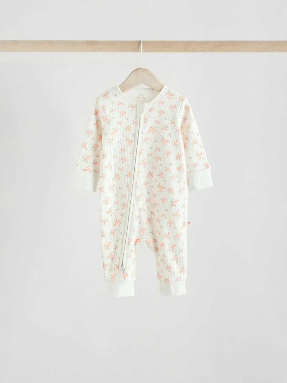 Next Neutral 5 Pack Two Way Zip Baby Sleepsuits (0mths-3yrs) Clearance
