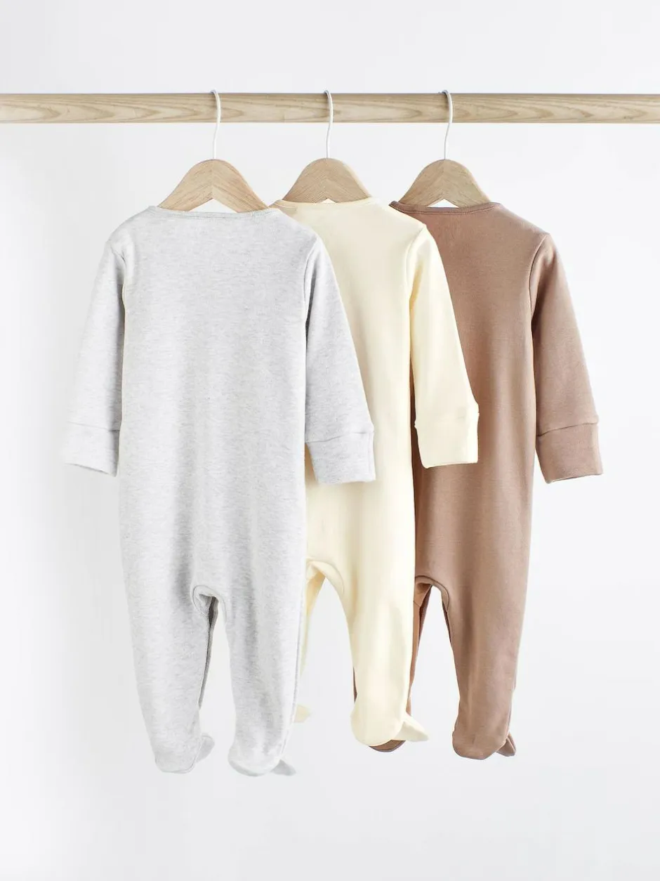 Next Neutral Baby 100% Cotton Sleepsuits 3 Pack (0-2yrs) Sale