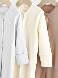 Next Neutral Baby 100% Cotton Sleepsuits 3 Pack (0-2yrs) Sale