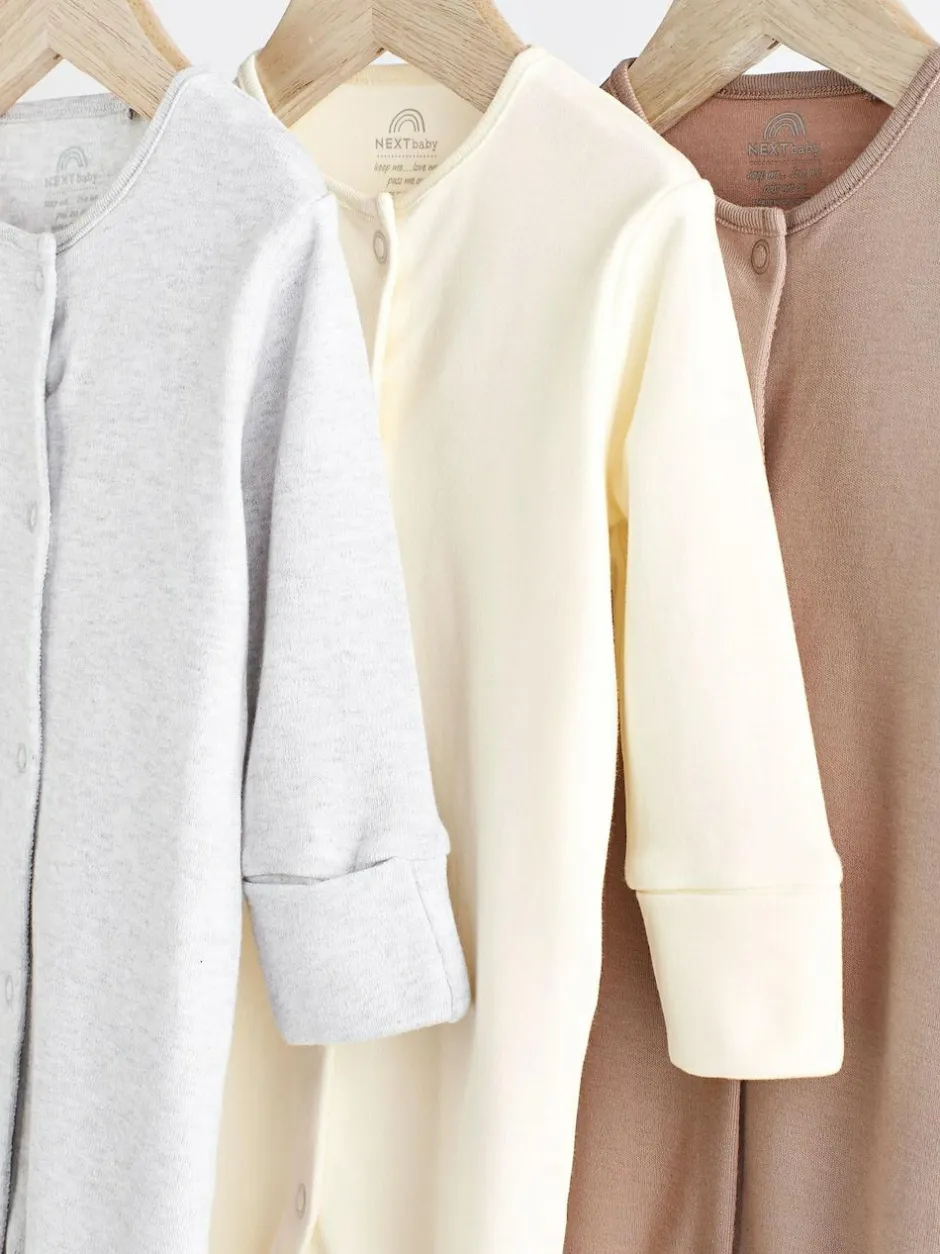 Next Neutral Baby 100% Cotton Sleepsuits 3 Pack (0-2yrs) Sale