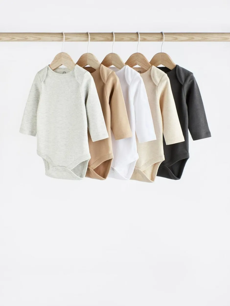 Next Neutral Baby Essential Long Sleeve Bodysuits 5 Pack Hot