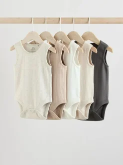 Next Neutral Baby Vest Bodysuits 5 Pack New