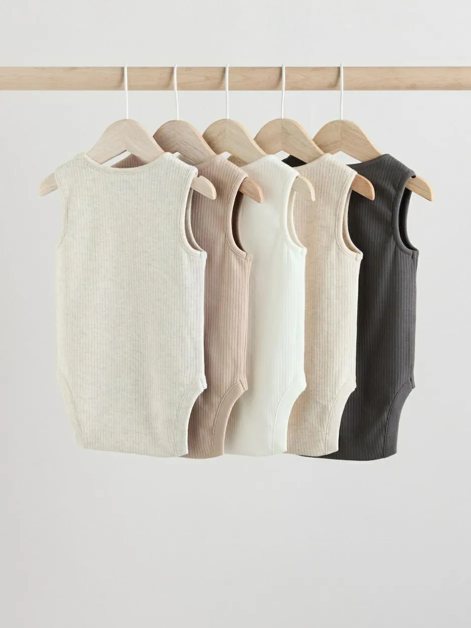 Next Neutral Baby Vest Bodysuits 5 Pack New