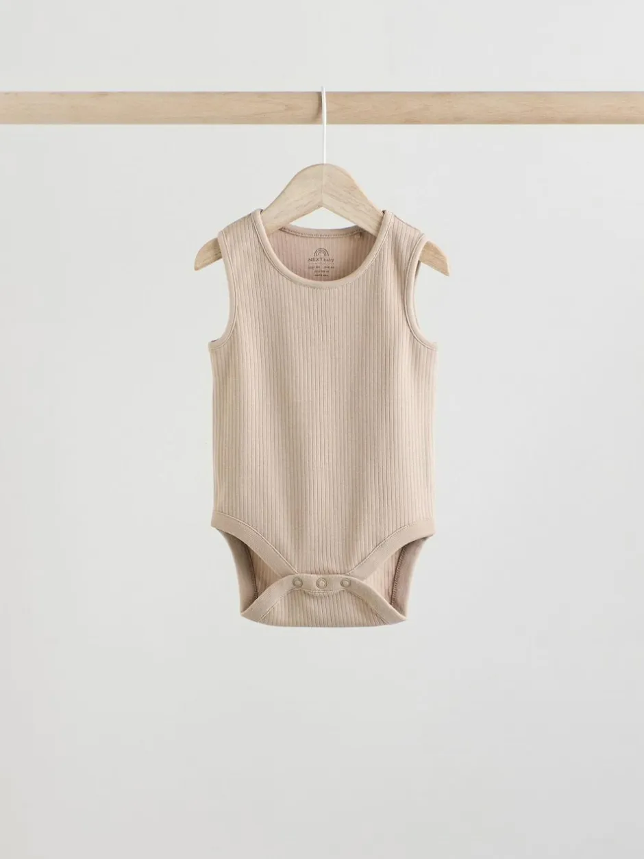 Next Neutral Baby Vest Bodysuits 5 Pack New