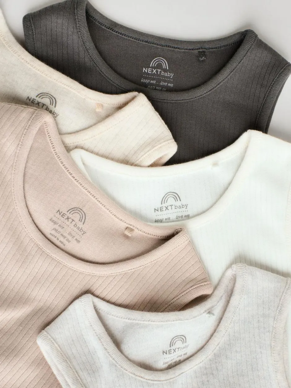 Next Neutral Baby Vest Bodysuits 5 Pack New