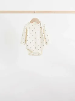 Next Baby Long Sleeve Bodysuits 5 Pack Neutral Bear