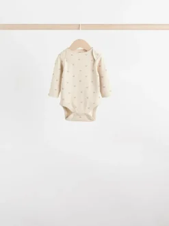 Next Baby Long Sleeve Bodysuits 5 Pack Neutral Bear