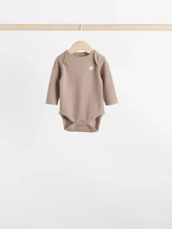 Next Baby Long Sleeve Bodysuits 5 Pack Neutral Bear