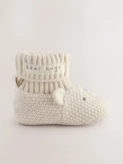 Next Neutral Bear Baby Sock Top Boot Shoes (0-18mths) Sale