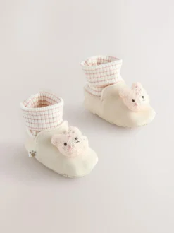 Next Neutral Bear Baby Sock Top Boots (0-18mths) New